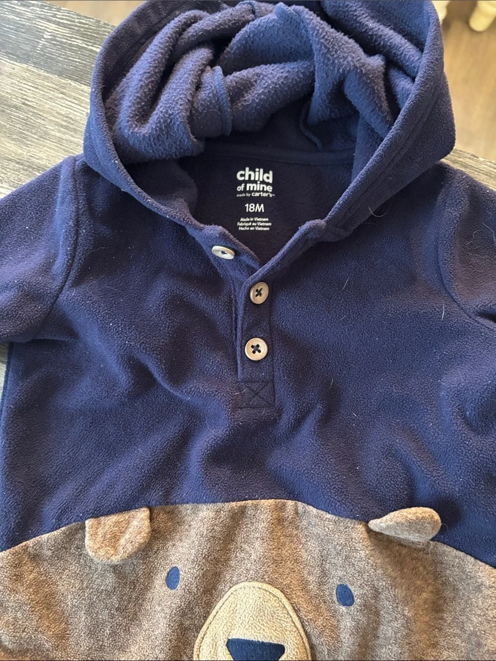 Carter's Navy & Brown Bear Hoodie with Striped Joggers